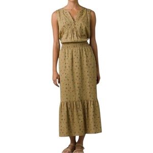 Prana California Dreaming Olive Green Floral Midi Dress XL